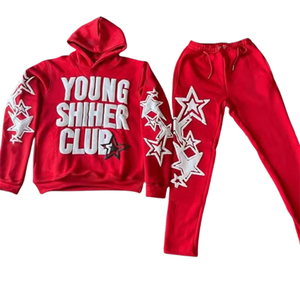 Survêtement personnalisé 2 pièces 400 GSM sweat à capuche imprimé en coton molleton vintage lourd et ensemble de jogging unisexe pour les amoureux de la mode - Product Image 5