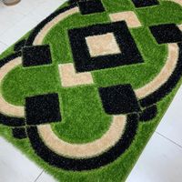 Adiva Moderner Plüsch-Polyester Teppich mit Puzzlemuster, Maschinengefertigt, Fleckbeständig, für Gewerbliche Nutzung, Hochflorig mit Jute-Rückseite