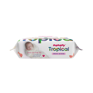 ผ้าเช็ดทำความสะอาดเด็ก Mamamy Tropical OEM 90 ชิ้น ผ้าไม่ถักทอ 100% เรยอน ใยธรรมชาติ น้ำมันดาวเรือง เนื้อนุ่ม ขนาด 200 มม. x 150 มม. พร้อมฝาปิด - Product Image 3