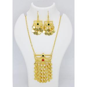 Arabic Jewelry NECKLACE SET ETHNIC FASHION AFRICAN GOLD PLATED <b>Chain</b> Pendant Earrings Dubai UAE Indian Jewelry - Product Image 4