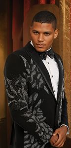 Trajes negros bordados de alta calidad personalizados para hombre, 2 piezas de talla grande, corte ajustado, formas de un solo pecho, vestido de novia, esmoquin para hombre - Product Image 6