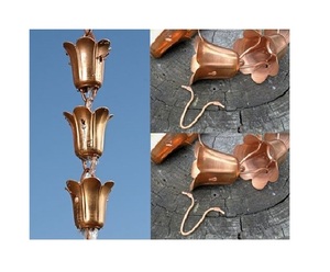 Cadena de lluvia de cobre hecha a mano de buena calidad, Metal con acabado de cobre puro, chapado en hierro para jardín, piscina, hogar, césped - Product Image 3
