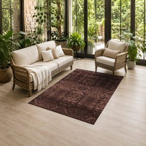 พรมเชนิลล์ LXDP-0946 จาก RUGS DEPOT สีแดงเบอร์กันดี ลายพิมพ์ดิจิทัลแบบนามธรรมร่วมสมัย ซักเครื่องได้ ไม่ลื่น - Product Image 6