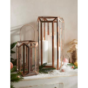 Portavelas de Cristal con Marco de Metal Antiguo de Cobre, Diseño Más Reciente de 2026, para Decoración Navideña del Hogar - Product Image 1