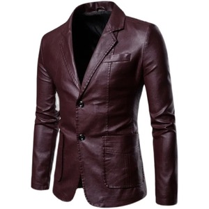 2025 automne hommes mode peau de mouton veste en cuir coupe ajustée col montant PU avec Anti-vent moto fermeture éclair vêtements d'extérieur - Product Image 2
