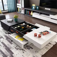 Nouvelle table de télévision et table basse en bois extensibles en noyer blanc personnalisées et minimalistes modernes avec grand espace de rangement