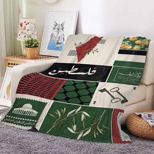 Manta de Tapicería Tejida Personalizada con Silueta Roja del Mapa de Palestina, Patrimonio Palestino, con Imagen - Product Image 1