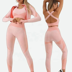 Conjunto de Yoga de secado rápido para mujer de alta calidad, éxito de ventas, servicio OEM, conjunto de Yoga de 3 piezas personalizado - Product Image 5