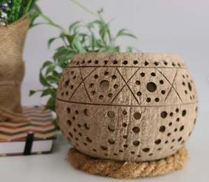 100% Handicraft Coconut Shell <b>Tea</b> <b>Light</b> Holder/ Coconut Shell Candle Holder With Engraving Laser Logo Made by Eco2go Vietnam - Product Image 5