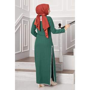 ชุด2ชิ้นสีมรกตพร้อมวัสดุผ้าลายด้านข้างและการตกแต่งลวดลาย - Product Image 1