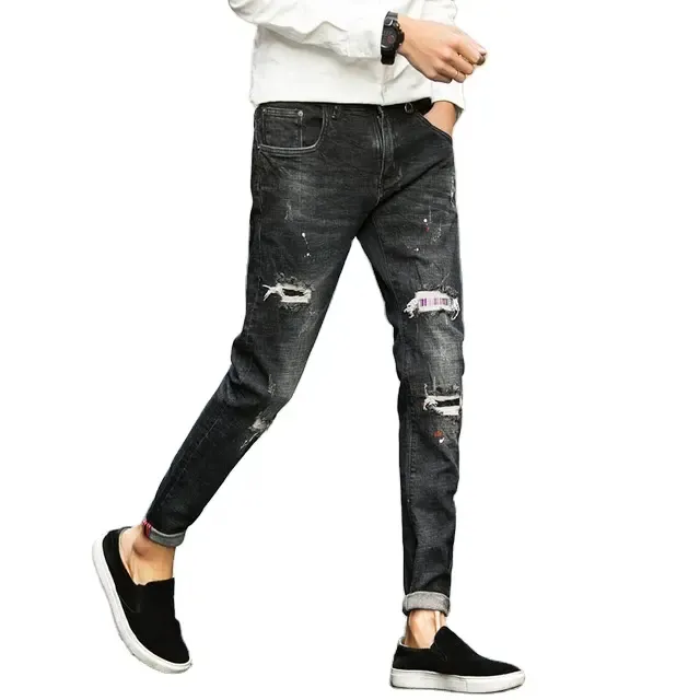 Celana Jeans pria lurus Denim, celana Jeans Denim lurus desain baru 2024
