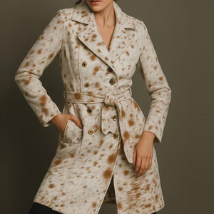 Abrigo de Cuero Vacuno Casual para Mujer, Nuevo Diseño de Invierno, Venta Caliente, Alta Calidad, Servicio OEM, Precio Bajo - Product Image 1