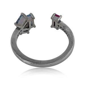 Anillo abierto de plata de primera ley y Topacio azul para mujer, sortija abierta, plata esterlina 925, piedra natural, hecho a mano - Product Image 5