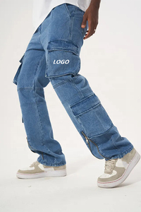 Oem Custom Logo Heavyweight Cotton Twill Ripstop Stacked Jeans <b>Trousers</b> Mens Multifunctional Pockets <b>Work</b> Baggy Cargo Pants - Product Image 4