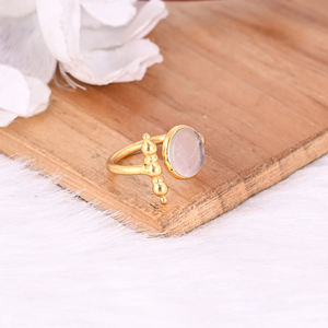 925แข็งเงินสเตอร์ลิงกลมโรสควอตซ์อัญมณีสีเหลืองชุบทองแหวนปรับได้ของขวัญสำหรับเพื่อนเจ้าสาว - Product Image 5