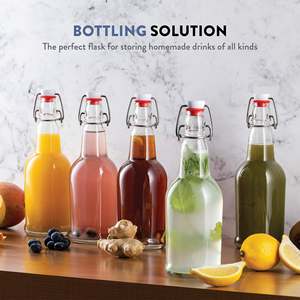 Confezione da 6 Bottiglie in Vetro da 16 oz con Tappi a Chiusura Ermetica Personalizzabili con Logo e Coperchio in Legno - Product Image 2