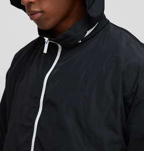 แจ็คเก็ตกันลมกันน้ำแบบกลับด้านทำจากโพลีเอสเตอร์/ ไนลอนสีดำล้วนมีซิปสีขาวตัดกันออกแบบได้ตามต้องการ - Product Image 5