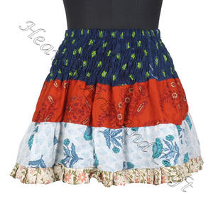 Mini jupe de travail en coton avec patch attrayant de 20 pouces Mini jupe sexy en coton avec patch multicolore élégant Boho pour l'été - Product Image 6