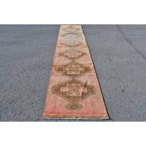 Alfombra turca de lana hecha a mano marrón Vintage grande 27X128 pies patrón abstracto Rectangular para sala de estar decoración de área grande hecha a mano - Product Image 1