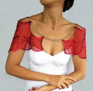 High Fashion Preppy Style Red <b>Cape</b> Unique Handmade Beaded Party Wrap for <b>Women</b> and Adults ODM Club Wear - Product Image 3