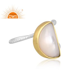 Dernières tendances bague en argent sterling fin naturel doré pierre du soleil pierre précieuse demi-lune conception bijoux personnalisés pour les femmes - Product Image 3
