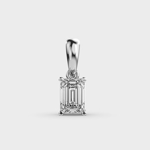 Pendentif solitaire en diamant de laboratoire taille émeraude certifié IGI en or jaune/blanc/rose 14 carats, pendentif classique de luxe pour femmes - Product Image 1