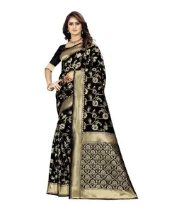 インドとパキスタンのスタイルのデザイナー女性は、美しいサリーの重い石のワークネット素材サリーでプルカドットプリントサリーを着用します