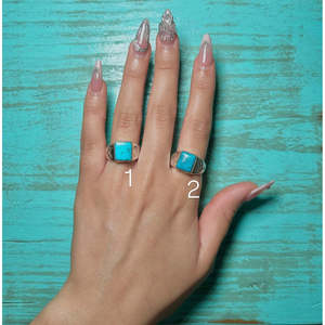 Navajo Handmade Fine Jewelry <b>Ring</b> Kingman Turquoise & Sterling <b>Silver</b> <b>Statement</b> <b>Ring</b> with Bezel Setting for Everyday Wear - Product Image 1