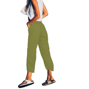 Pantalon Capri en Coton Coupe-Vent avec Impression par Transfert Thermique pour Femme, Taille Haute, Séchage Rapide, Coupe Droite et Ample - Product Image 2