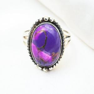Anillo de piedras preciosas turquesas de Plata de Ley 925, joyería hecha a mano, anillo de estilo bohemio de plata, joyería para mujer, regalo de boda para esposa - Product Image 2