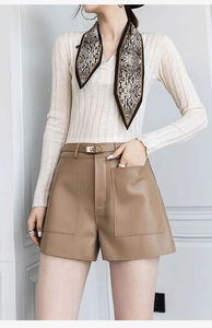 Shorts de Mujer al por Mayor, Hechos de Cuero Auténtico, Diseño de Diseñador, 100% Piel de Cordero, Fabricación en Tienda en Línea, ODM OEM, Muestra Gratuita - Product Image 3