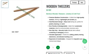 Bamboo Wooden Tweezers Jewelry Craft <b>Tool</b> Non Scratch Precision Grip Heat Resistant Jewelry Making Hand <b>Tool</b> |Item No GS-1557 - Product Image 3