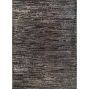 Alfombra Acar Tra-14447 de Lana y Viscosa Hecha a Mano, Diseño Rectangular a Rayas Grises y Negras para Decoración de Sala de Estar - Product Image 1