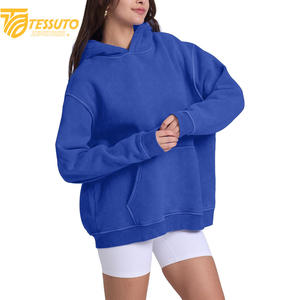 เสื้อครอปไซส์ใหญ่พิเศษสำหรับผู้หญิงเสื้อมีฮู้ดแฟชั่นผ้าฝ้าย100% สั้นโอเวอร์ไซส์สำหรับผู้หญิง - Product Image 4