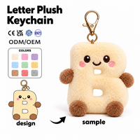 Porte-clés en peluche de coton personnalisé OEM ODM, breloque de sac en forme de lettre alphabet, tailles unisexe, certifié CE