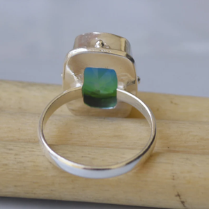 แหวนพลอยทัวร์มาลีนสีเขียวสีฟ้า925สีเงินสเตอร์ลิงสีเขียวสีฟ้าเครื่องประดับอัญมณีธรรมชาติพรีเมี่ยมสำหรับการป้องกัน - Product Image 4