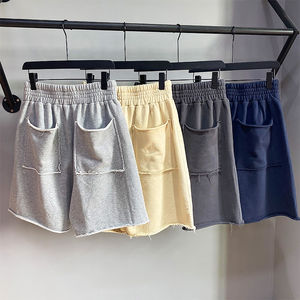 Pantalones cortos de jogging Vintage para hombre, ropa deportiva de verano con logotipo estampado de soplo personalizado, lavado a la piedra en blanco, lavado ácido con dobladillo crudo desgastado - Product Image 1