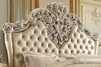 Lit double queen size de luxe en bois massif de qualité supérieure (72 \ "L X 78 \" L X 72 \ "P) rangement durable au design traditionnel pour chambre à coucher dorée