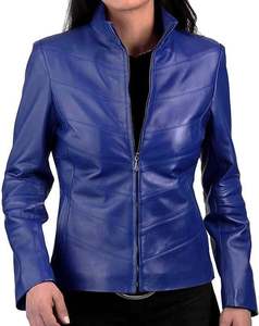 Veste en cuir PU véritable personnalisée pour femmes Bomber d'hiver élégante veste de moto en tissu tissé de style occidental - Product Image 1