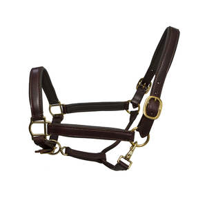 Haute Qualité Anglais Selle Cheval En Cuir Halter Doux Rembourré Casque avec Matériel En Laiton Brun Corde Accessoire - Product Image 1