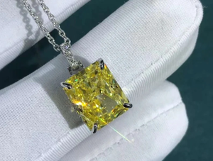 Collier en moissanite de 5 carats, couleur incolore, jaune ou rose, taille radiant, VVS, collier en diamant moissanite - Product Image 3
