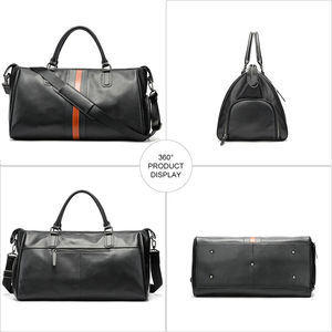 Grand sac de voyage en cuir véritable unisexe à sangle réglable étanche au bureau voyage d'affaires week-end - Product Image 6