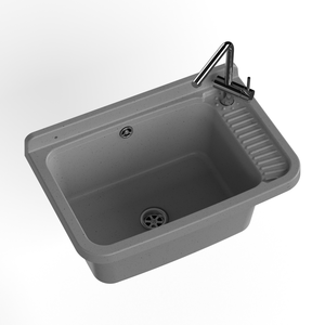 Lavabo a Parete Mongardi Multiuso 60L 40D 26H cm in Resina Grigia, Facile da Pulire, Resistente agli Acidi, per Uso Interno/Esterno - Product Image 2