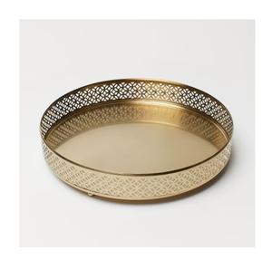 ถาดเสิร์ฟอาหารโลหะคุณภาพดีที่สุดดีไซน์โบราณทรงกลมถาดตกแต่งโลหะสีทองจากซัพพลายเออร์อินเดีย - Product Image 1