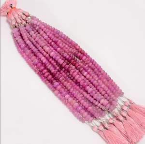 Hilo de cuentas Ronedlle facetadas de zafiro Rosa natural para collar, fabricación de joyas, la mejor elección, gotas de piedras preciosas - Product Image 1