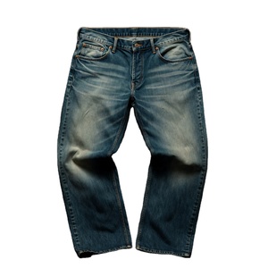 Jean en denim tissé bleu clair délavé vintage pour homme, coupe droite ample, taille mi-haute, style décontracté, vente en gros OEM, logo personnalisé, marque privée, collection printemps - Product Image 2