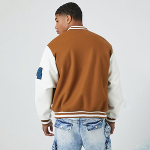Top Quality 2025 Wholesale Custom Logo Front Canvas Stand Collar Winter Breathable <b>Plain</b> Letterman Men Women <b>Varsity</b> <b>Jackets</b> - Product Image 5