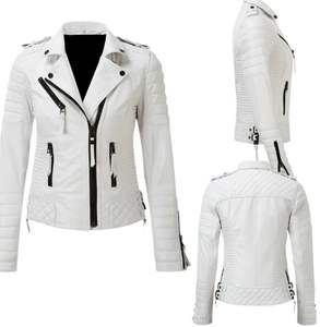 Veste en cuir pour femmes en PU à panneau doré à fermeture éclair personnalisée dernière conception avec service OEM couleur blanche - Product Image 5