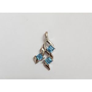 Handmade 925 Sterling Silver Shah Gems <b>Pendant</b> for Women Natural for Swiss Blue Topaz Princess <b>Emerald</b> Cut Cute Number Pattern - Product Image 1