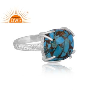 Venta caliente fina plata esterlina Natural Mojave cobre turquesa piedra preciosa anillo apilable fabricante de joyería personalizada - Product Image 3